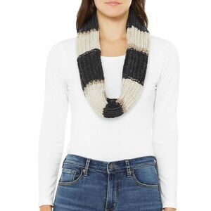 Neutral Knit Infinity Scarf Grey White Tan Cozy Scandi Hygge Aesthetic